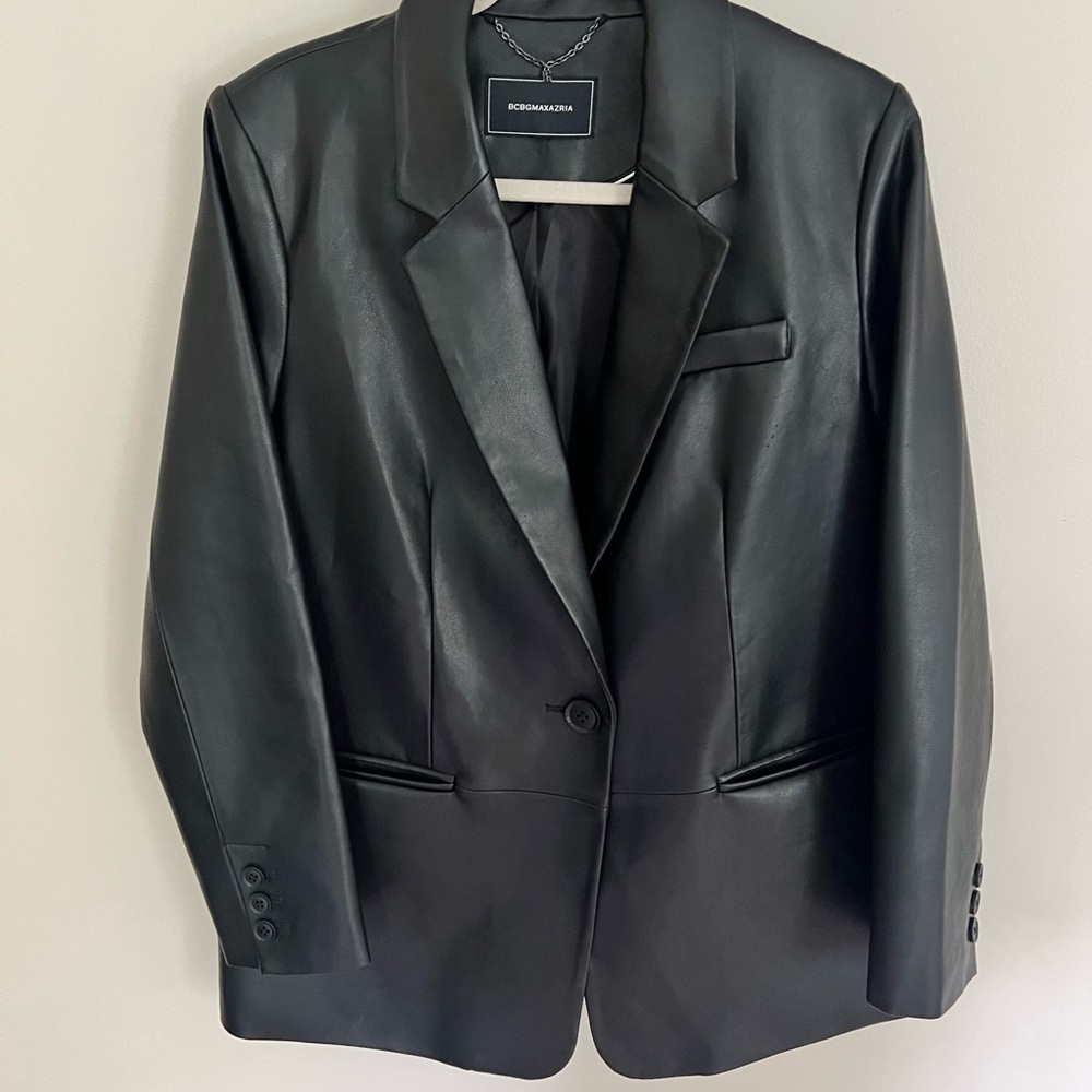 BCBGMaxAzria Black leather Blazer